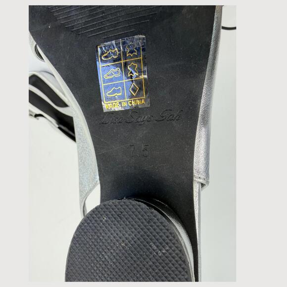 Silver Mary Jane Block Heels Lisa Says Gah Mackie 7.5 - Picture 8 of 9